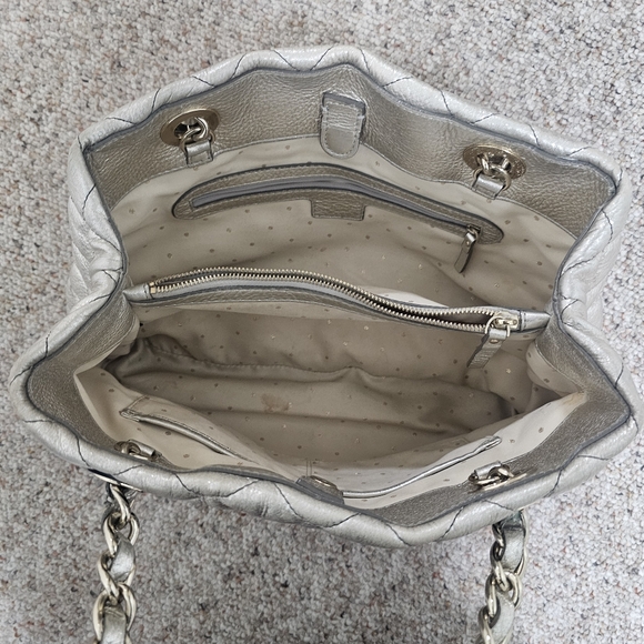 Kate Spade Purse Leather Gold Metallic Shoulder Bag Large - Picture 6 of 7